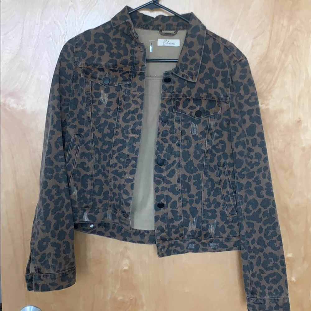 Leopard Print Jean Jacket - image 1